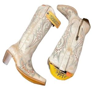 Corral Cream Embroidered Western Knee-High Boots